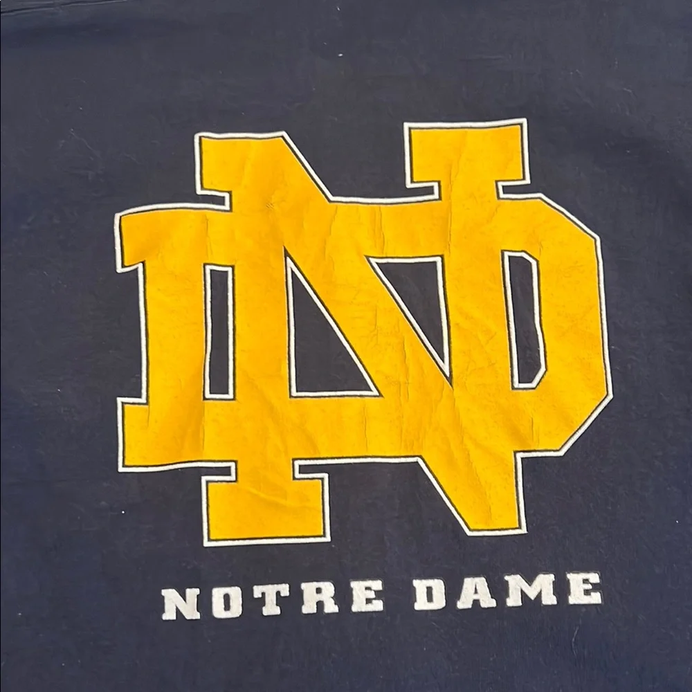 Boys Notre Dame Navy Blue Shirt Gold Lettering L